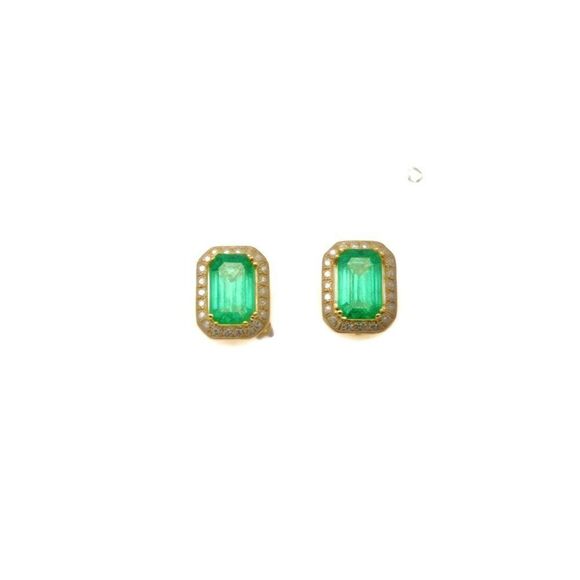 Natural Emerald Diamond Stud Earrings 14k Gold 1.85 TCW Certified $3,950 111884 - Picture 12 of 14